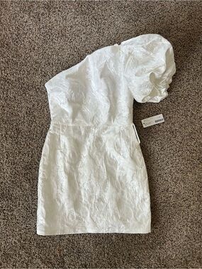 NWT Jenny Yoo Adley White One-Shoulder Mini Dress